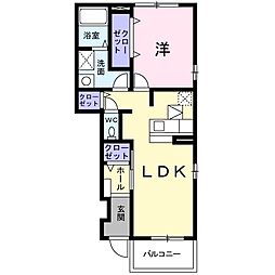 プラシードS 1LDKの間取図画像