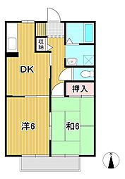 ベルドミールB 2DKの間取図画像