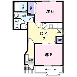 ポルト・リヴェール1 2DKの間取図画像