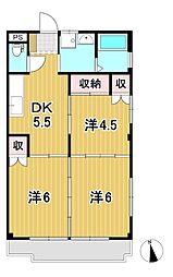 マリンハイツA 3DKの間取図画像