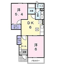 K-13・A 2DKの間取図画像