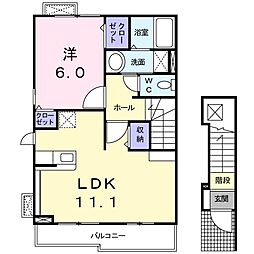 メゾンコリーヌ2 1LDKの間取図画像