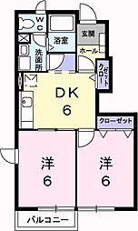 K-13・B 2DKの間取図画像