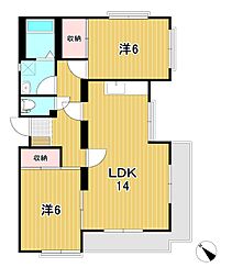 ラ・プリマヴェーラC 2LDKの間取図画像