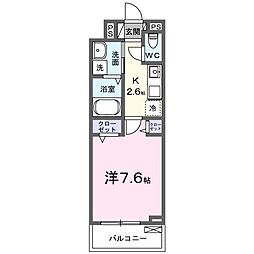 サラスバティII 1Kの間取図画像