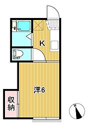 S・H成沢A 1Kの間取図画像