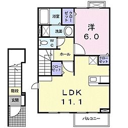 サンハイツ 1LDKの間取図画像