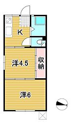 長山アパート 2Kの間取図画像