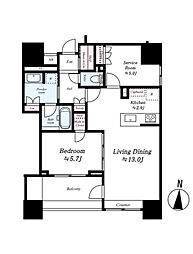 オープンレジデンシア名古屋栄 1SLDKの間取図画像