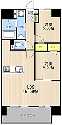 LIBTH菊陽II 2LDKの間取図画像