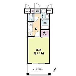 レジディア博多2 1Kの間取図画像