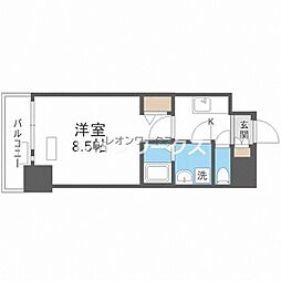 ララプレイス四天王寺前夕陽ヶ丘プルミエ 1Kの間取図画像