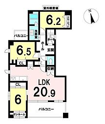 サーパス文京二丁目 3LDKの間取図画像