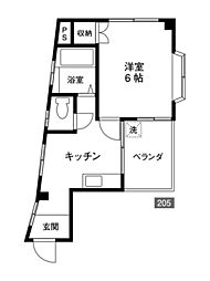 第7コーポ大栄 1DKの間取図画像