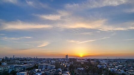現地からの眺望(2026年3月)撮影丹沢の山に沈む夕日