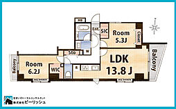 レガリアシティ北千住グランコート 2LDKの間取図画像