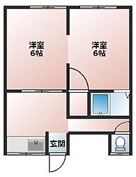 楠井アパート 2Kの間取図画像