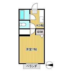 シャトレー2 1Kの間取図画像