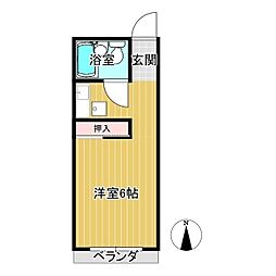 鶴山マンション 1Kの間取図画像