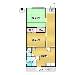 カレント勝間田 2DKの間取図画像