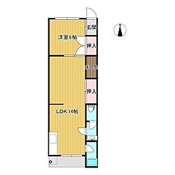 山本マンション 1LDKの間取図画像