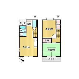 ビセンス1号棟 2DKの間取図画像