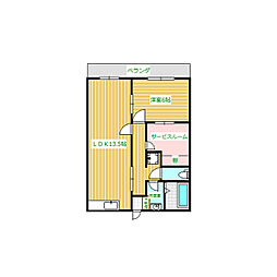 カレント国分寺パート2 1SLDKの間取図画像