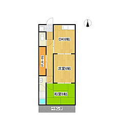 山本コーポ 2DKの間取図画像