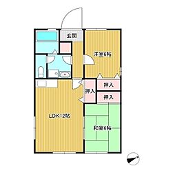 ハイカムールやまもと 2LDKの間取図画像