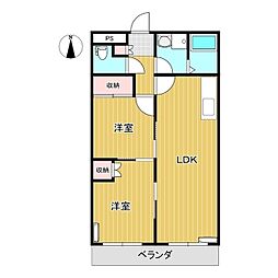 SSKマンション 2LDKの間取図画像