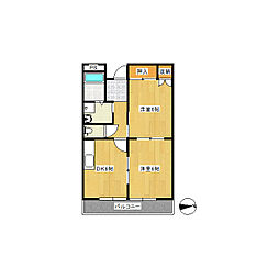 アレグリア久世 2DKの間取図画像