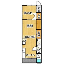 山本マンション 1LDKの間取図画像