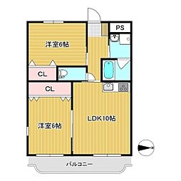 ルークマンション 2LDKの間取図画像