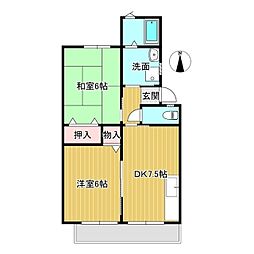 カレント林田アネックス 2DKの間取図画像