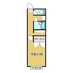 ヴィラ北園 1Kの間取図画像