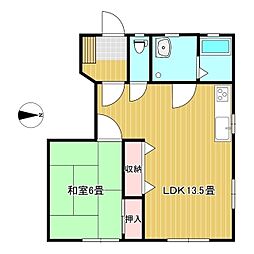 コーポミュレット 1LDKの間取図画像