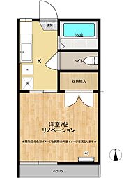 サンコウハイツ 1Kの間取図画像
