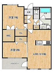 ベルフォート 2LDKの間取図画像
