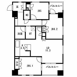 エスコート姫路ザ・レジデンス 3LDKの間取図画像