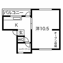 中田マンション 1Kの間取図画像