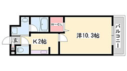 シャトー揚羽 1Kの間取図画像