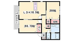 サンビレッジ瑞景A 2LDKの間取図画像