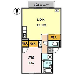 メゾン堀川B棟 1LDKの間取図画像