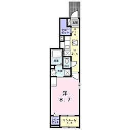 姫路市飯田アパート 1Kの間取図画像