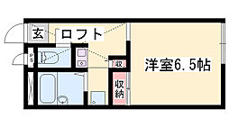 レオパレスきたじま3番館 1Kの間取図画像