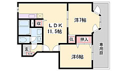 グリーンハウス1 2LDKの間取図画像