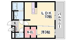 セジュール白浜A棟 1LDKの間取図画像