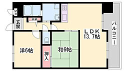 ロイヤルコーポ野田 2LDKの間取図画像