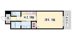 ポーシェガーデン5 1Kの間取図画像