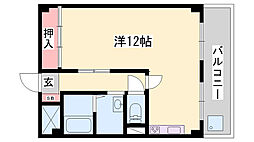 飾磨中村コーポ ワンルームの間取図画像